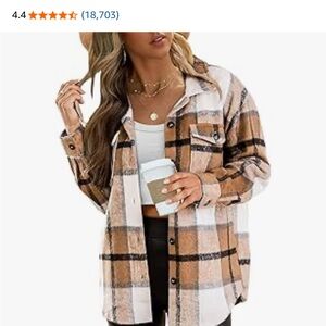 Women's Tan and Black Plaid Button-Down Shirt